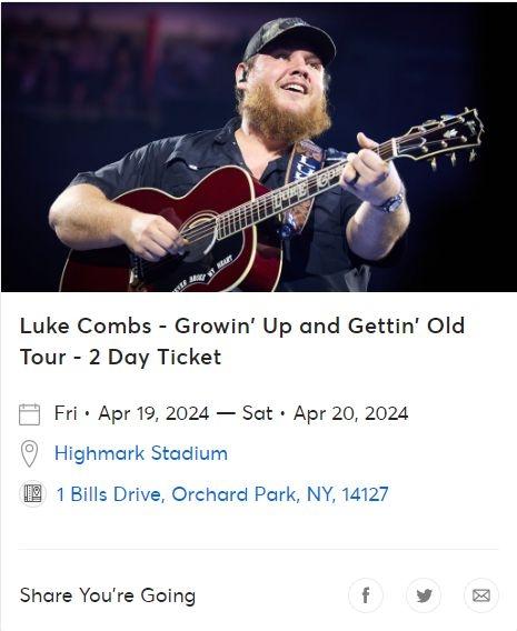 Luke Combs to perform 2 concerts at Buffalo's Highmark Stadium 