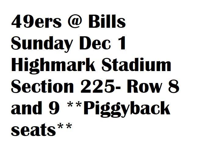 49ers @ Bills - Sunday Night!!