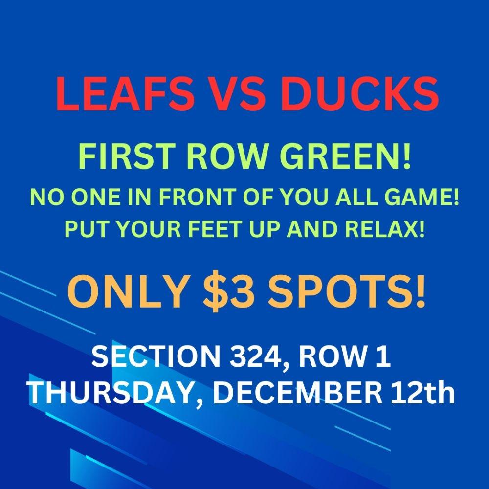 First Row Green Ducks Vs Leafs