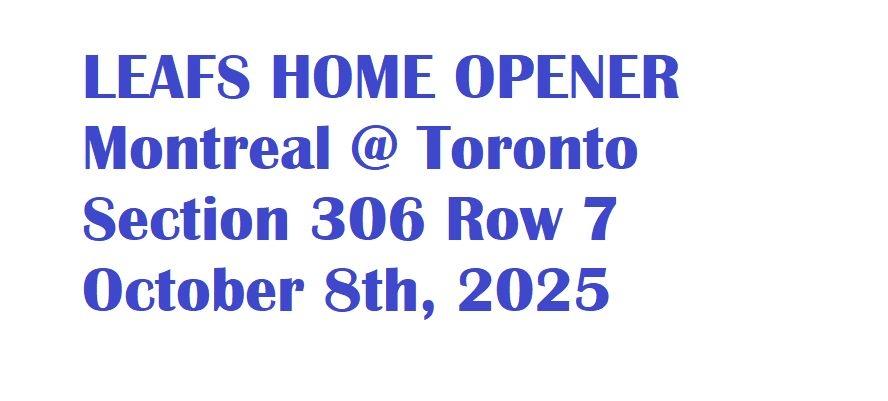 Leafs Home Opener