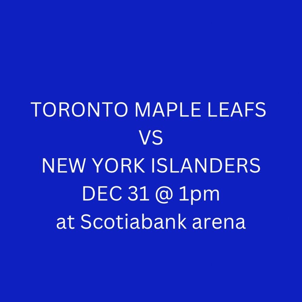 Leafs vs NYI Dec 31 @ 1pm