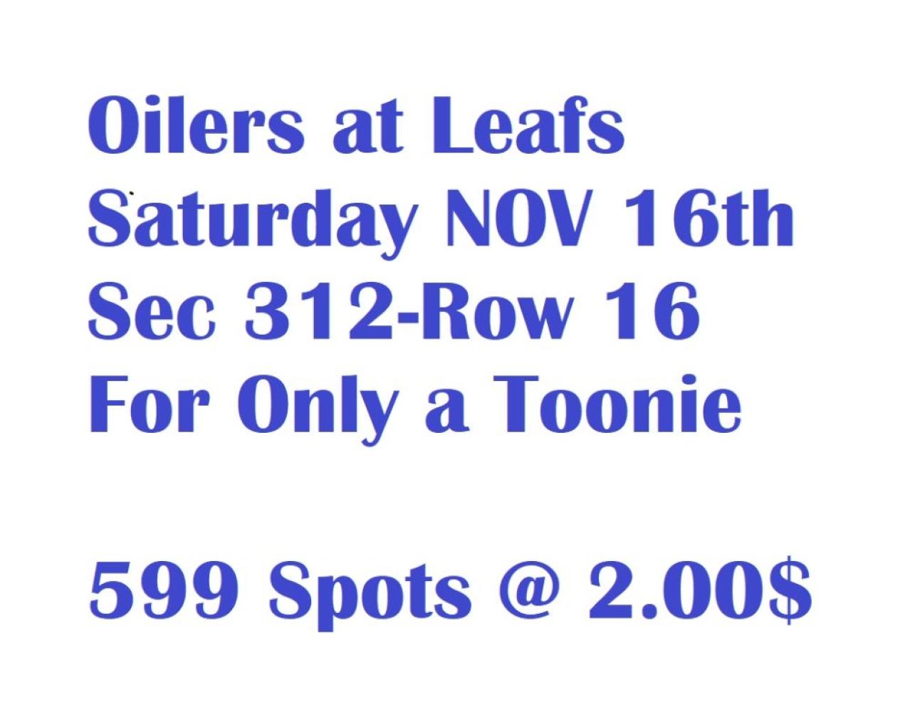 Oilers at Leafs - For a Toonie