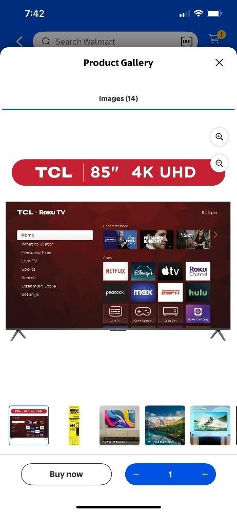 TCL 85” Class S4 (85S410R) 4K 