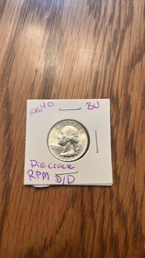 1964D silver Quarter BU Error