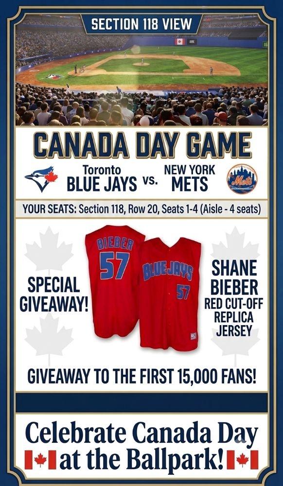 4 Blue Jays Canada Day Tickets