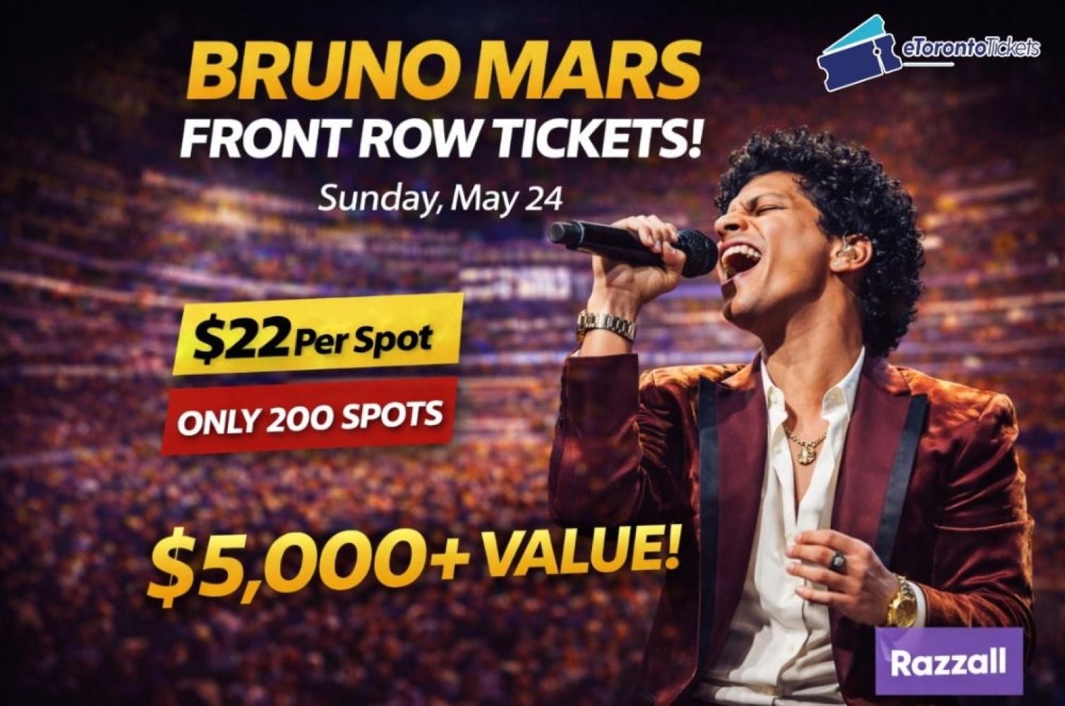 BRUNO MARS–2 FRONT ROW TICKETS
