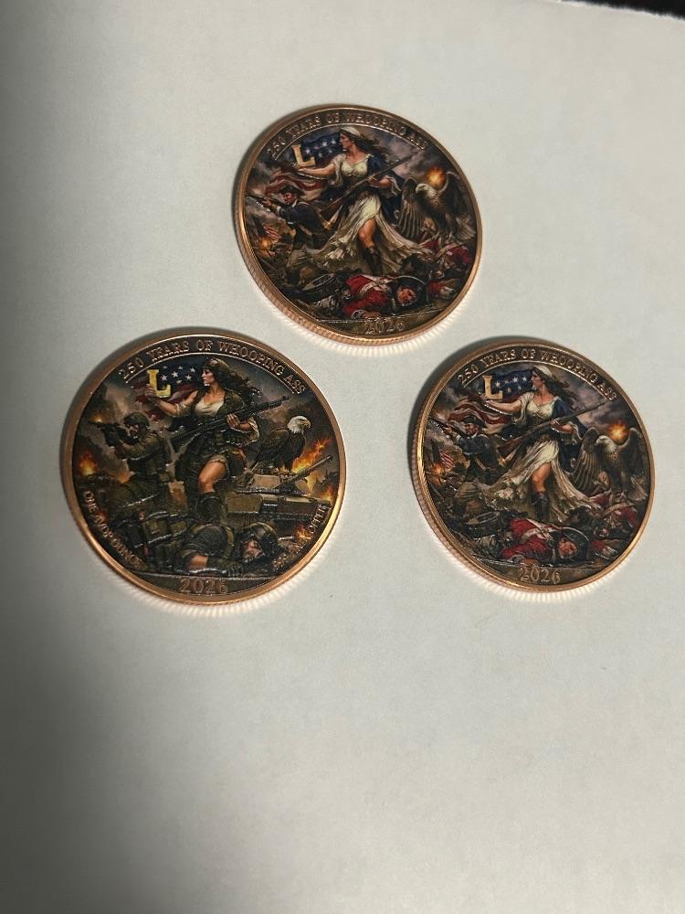 Three Colorized One Oz Copper